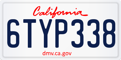 CA license plate 6TYP338
