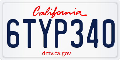 CA license plate 6TYP340