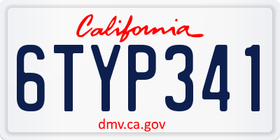 CA license plate 6TYP341