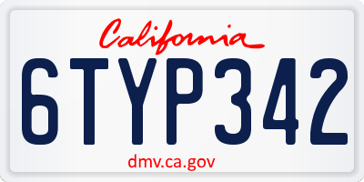 CA license plate 6TYP342