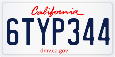 CA license plate 6TYP344