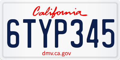 CA license plate 6TYP345