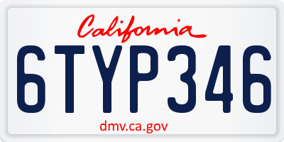 CA license plate 6TYP346