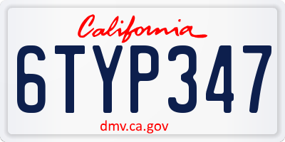 CA license plate 6TYP347