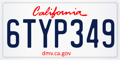 CA license plate 6TYP349
