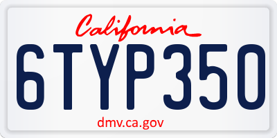 CA license plate 6TYP350
