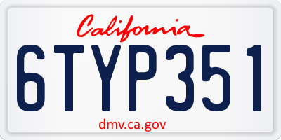 CA license plate 6TYP351