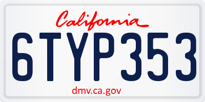 CA license plate 6TYP353