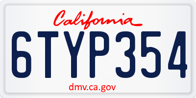 CA license plate 6TYP354