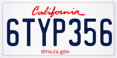 CA license plate 6TYP356