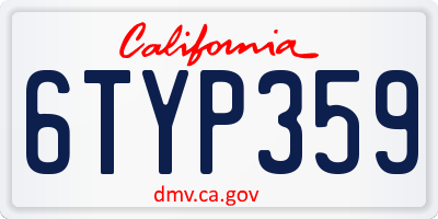 CA license plate 6TYP359