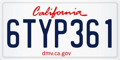 CA license plate 6TYP361