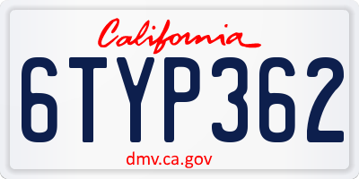 CA license plate 6TYP362