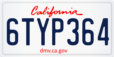 CA license plate 6TYP364