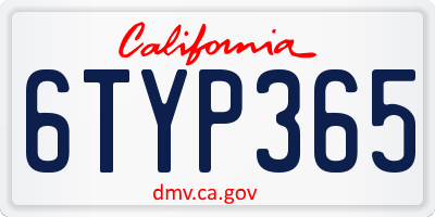 CA license plate 6TYP365