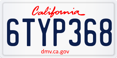 CA license plate 6TYP368