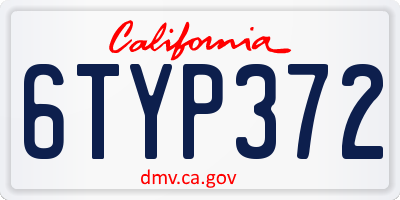 CA license plate 6TYP372