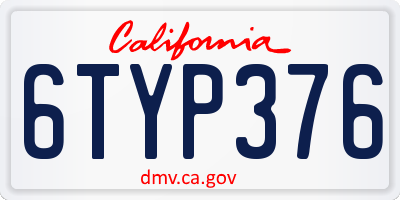 CA license plate 6TYP376