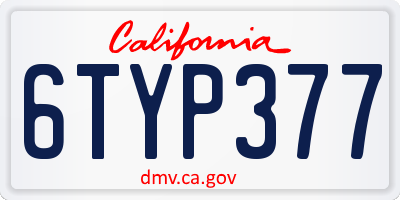 CA license plate 6TYP377