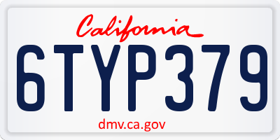 CA license plate 6TYP379