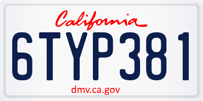 CA license plate 6TYP381