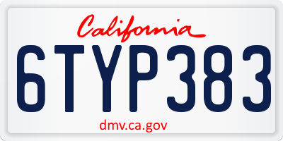 CA license plate 6TYP383