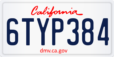 CA license plate 6TYP384