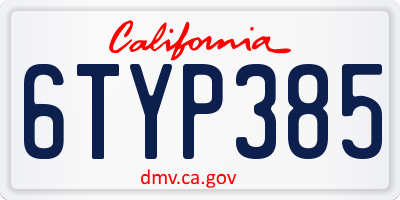 CA license plate 6TYP385