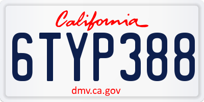 CA license plate 6TYP388