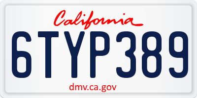 CA license plate 6TYP389