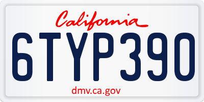 CA license plate 6TYP390