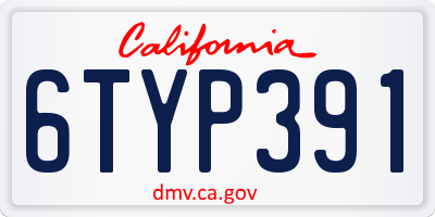 CA license plate 6TYP391