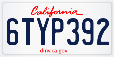CA license plate 6TYP392