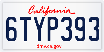 CA license plate 6TYP393