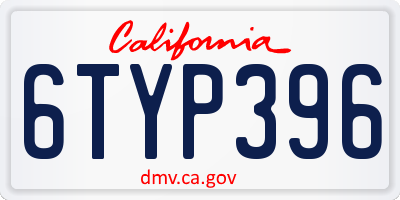 CA license plate 6TYP396