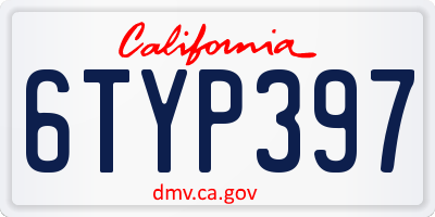 CA license plate 6TYP397