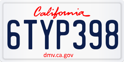 CA license plate 6TYP398