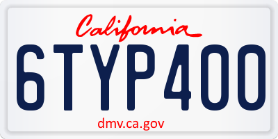 CA license plate 6TYP400