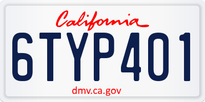 CA license plate 6TYP401