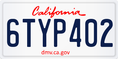 CA license plate 6TYP402
