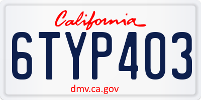 CA license plate 6TYP403