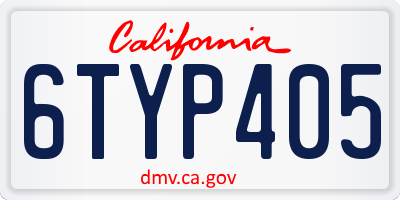 CA license plate 6TYP405