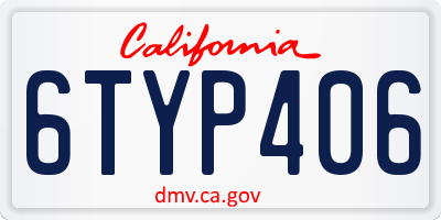 CA license plate 6TYP406