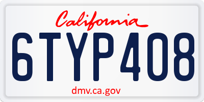 CA license plate 6TYP408