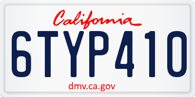 CA license plate 6TYP410