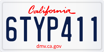 CA license plate 6TYP411