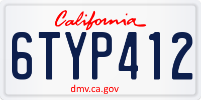 CA license plate 6TYP412