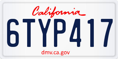 CA license plate 6TYP417