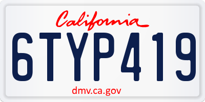 CA license plate 6TYP419