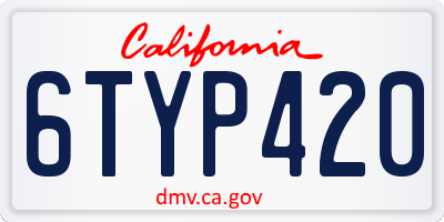 CA license plate 6TYP420
